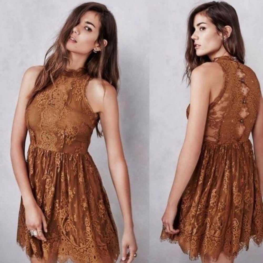 Free People | Verushka Lace Dress in Golden Honey